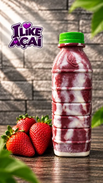 Açaí batido da I Like Açaí com morango e leite condensado